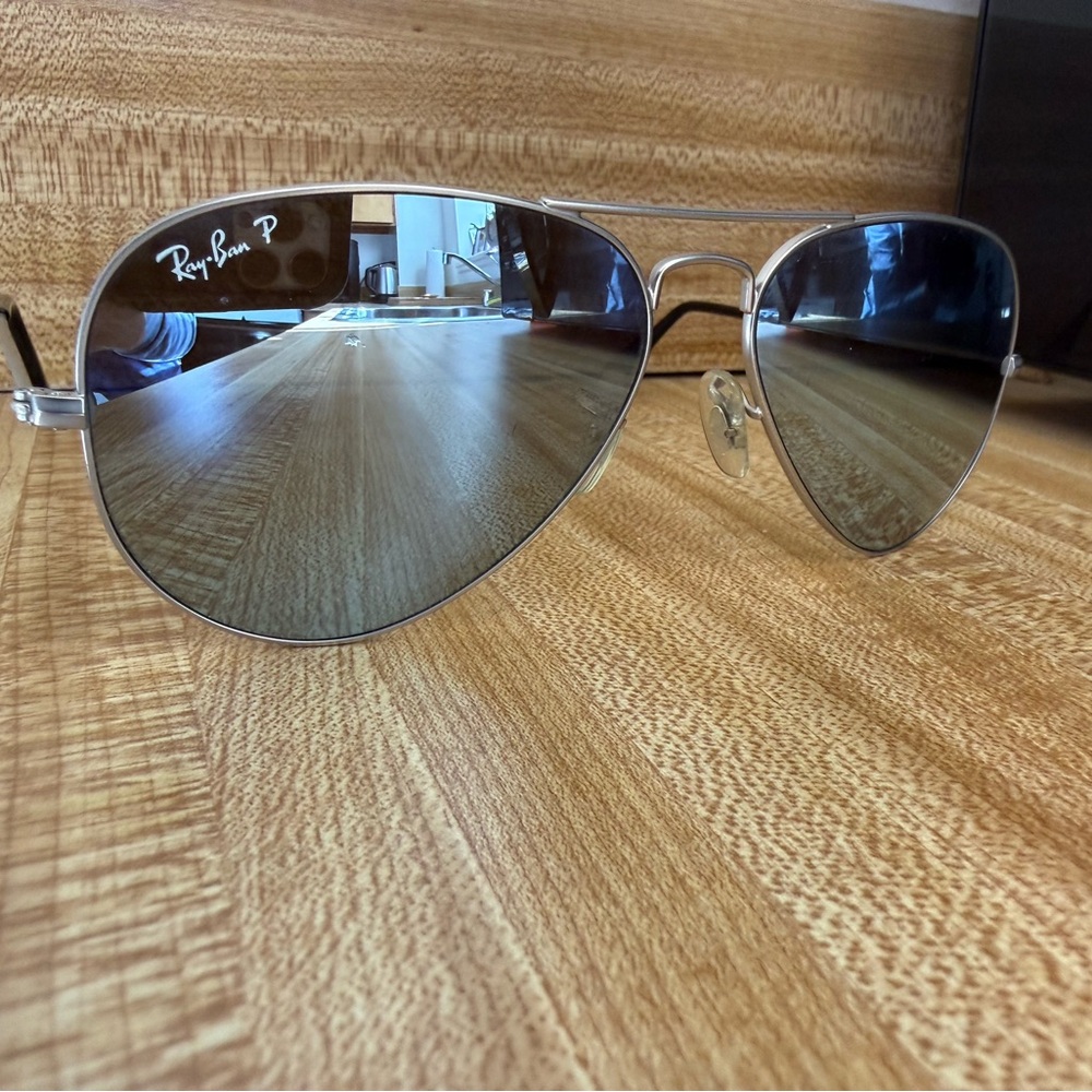 Ray-Ban Silver Mirror Aviator Sunglasses Polarized Large